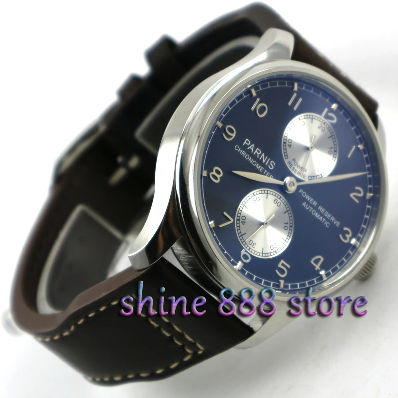 

Parnis 43mm Power reserve blue dial ST2542 Automatic movement Men's watch