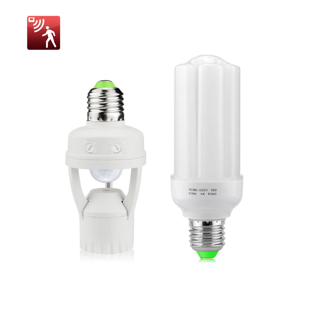 No Flicker LED Light Bulbs with Infrared PIR Motion Sensor Lamp Holder