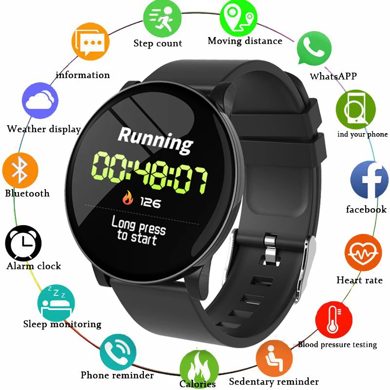 GEJIAN Mens Smart Watch IP67 Waterproof Heart Rate Monitoring Fitness Bracelet Sport Smartwatches For IOS Xiaomi Android