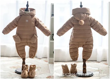 

Hot Sale! Baby Rompers Newborn Baby Girl Thermal Duck Down Winter Snowsuit Baby Cute Hooded Jumpsuit Newborn Baby Boy Clothes