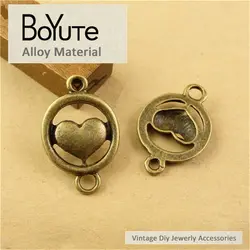 BoYuTe (60 шт./лот) 15 мм цинковый сплав Diy Jewelry аксессуары Запчасти Винтаж Античная бронзовая покрытием Сердце Любви Разъем Подвески