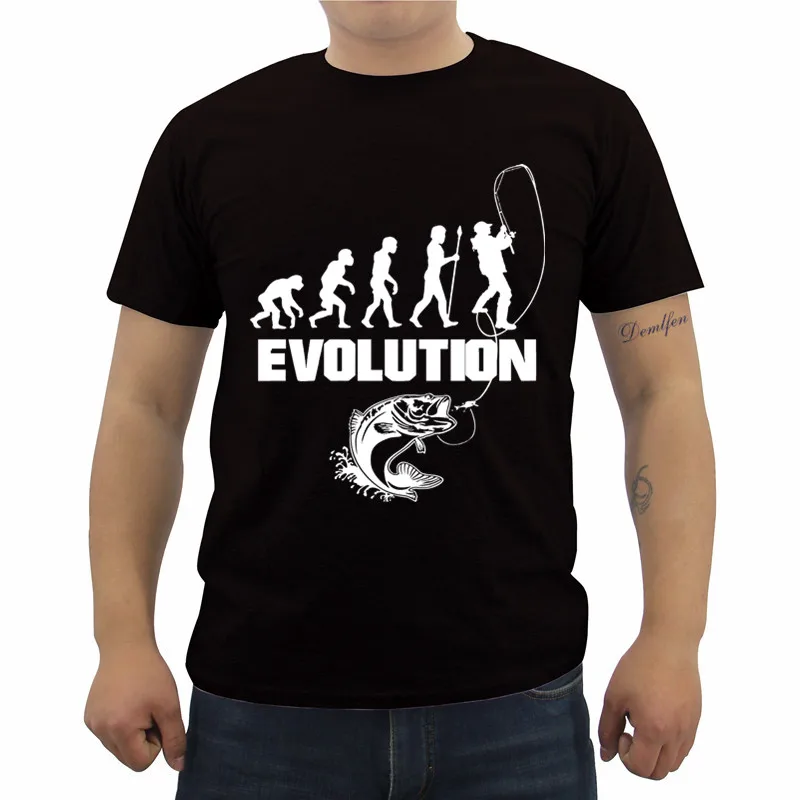 

Fishinger Evolution T-Shirt Summer Men's Short Sleeve Cotton T Shirt Casual Male Fitness Shirts Tops Tees Streetwear