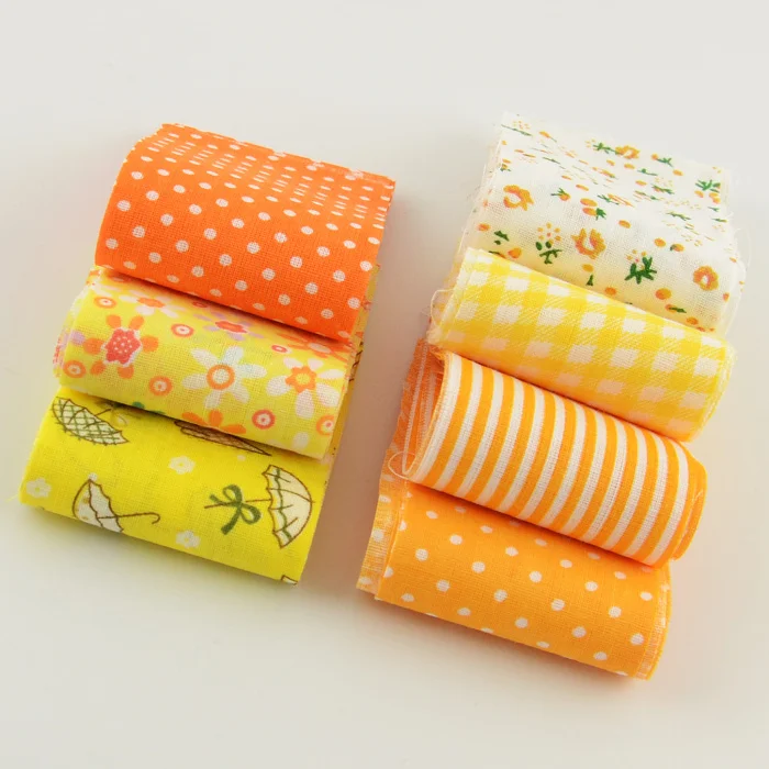 

100% cotton fabric strips yellow theme sets 5cmx100cm 7pcs/lot jelly roll for sewing toys tildas quilting patchwork crafts