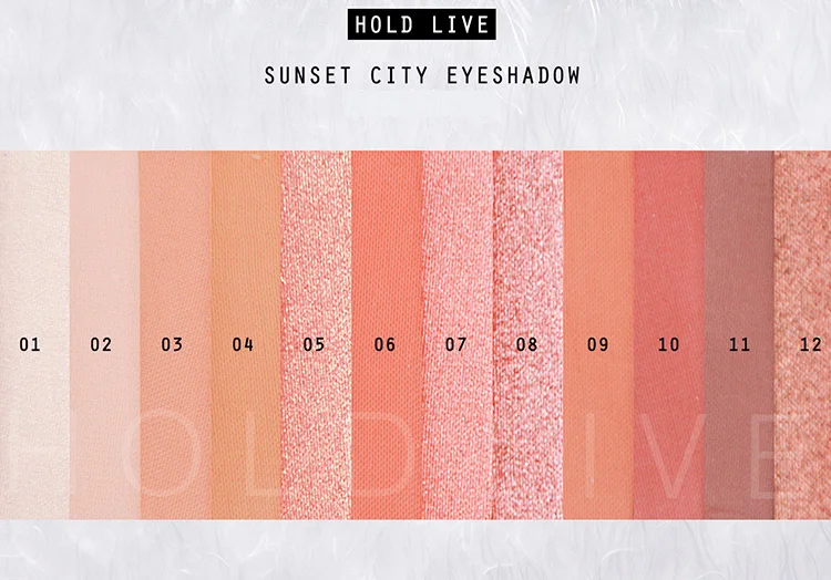 HOLD LIVE Sunset City Eyeshadow Palette 2018 Nude Shimmer Glitter Eye Shadow Pigmented Peach 12 Colors Eyes Makeup Shadow (7)