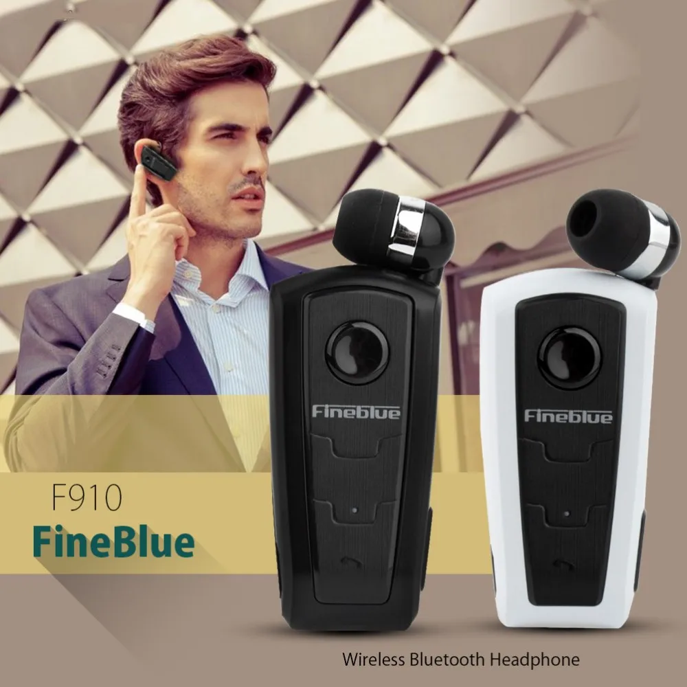 FineBlue F910 Wireless Bluetooth Earphone Auriculares Retractable Remind Vibration Alert Wear Clip Hands Free Driver Earphones 3