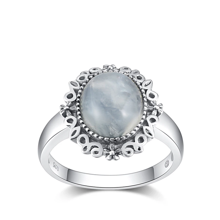 

PJC Natural Gemstone 10*12mm Moonstone Rings Twilight Fine Jewelry Bella Same 925 Silver For Women Gifts