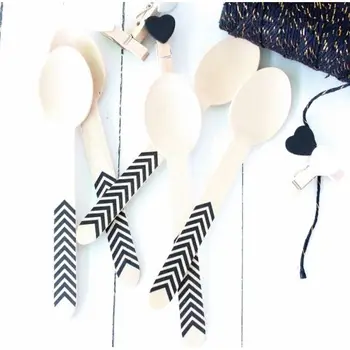 

2016 Promotional Disposable Wooden Eco Friendly Party Cutlery Spoons Fork knife mixed 288pcs Black Color for Cake Snack Party
