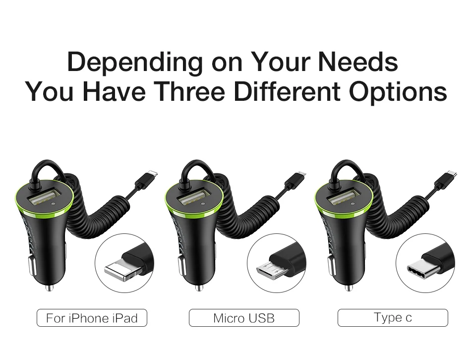 universal car charger 5V2.4A Fast USB Port Mobile Phone car-charger With Cable For iPhone 6 7 6S 8 Plus For Samsung S8 7 (3)