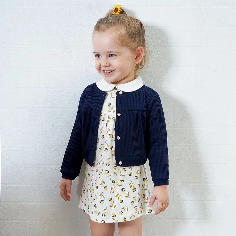 

Toddler Direct Selling Time-limited Cotton Full Print Regular little Girls Baby Autumn Clothing Set Fashion Cute Coat + Dress