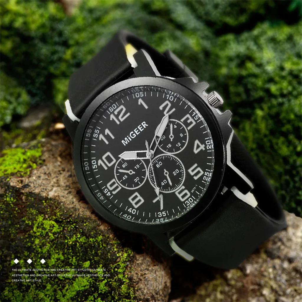 Man Watches Classic Black Silicone Belt Stainless Steel Sports Men's Quartz Watch mens watches heren horloge zwart zilver Man Watches Classic Black Silicone Belt Stainless Steel Sports Men's Quartz Watch mens watches heren horloge zwart zilver
