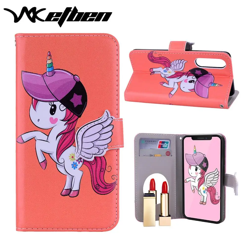 

W7ETBEN New Goddess Unicorn Makeup Mirror Card Slot Phone Case For HUAWEI P30 P30Pro P30 Lite