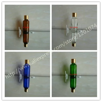 

30ml brown/clear/blue/green shiny Glass Essential Oil Bottle With shiny gold aluminum cap(smooth)+plastic insert. Oil vial