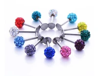 2015 New Real Body Jewelry Septum 3mm 5mm Fashion Ear Nail Clasp Crystal Barbell Earring Piercing Helix Stud Tragus 12 Pcs Mix