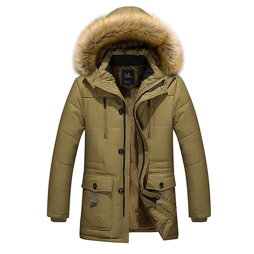 Зимнее мужское Брендовое хлопковое модное пальто, новинка, теплая и махровая подкладка, длинная куртка, размер, увеличить одежду M-5XL - Цвет: Хаки