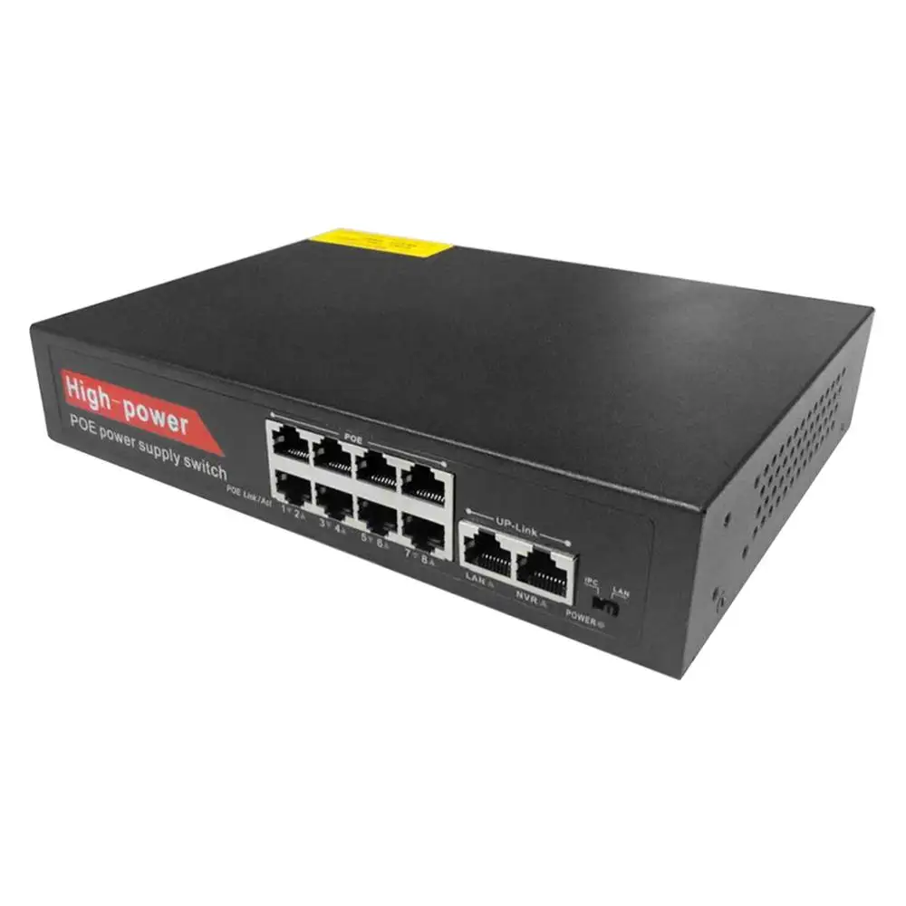 

8+2Ports Switcher POE Power Over Ethernet Switch 10/100Mbps Network Vlan Smart Switch for IP Camera Net Working Accessory