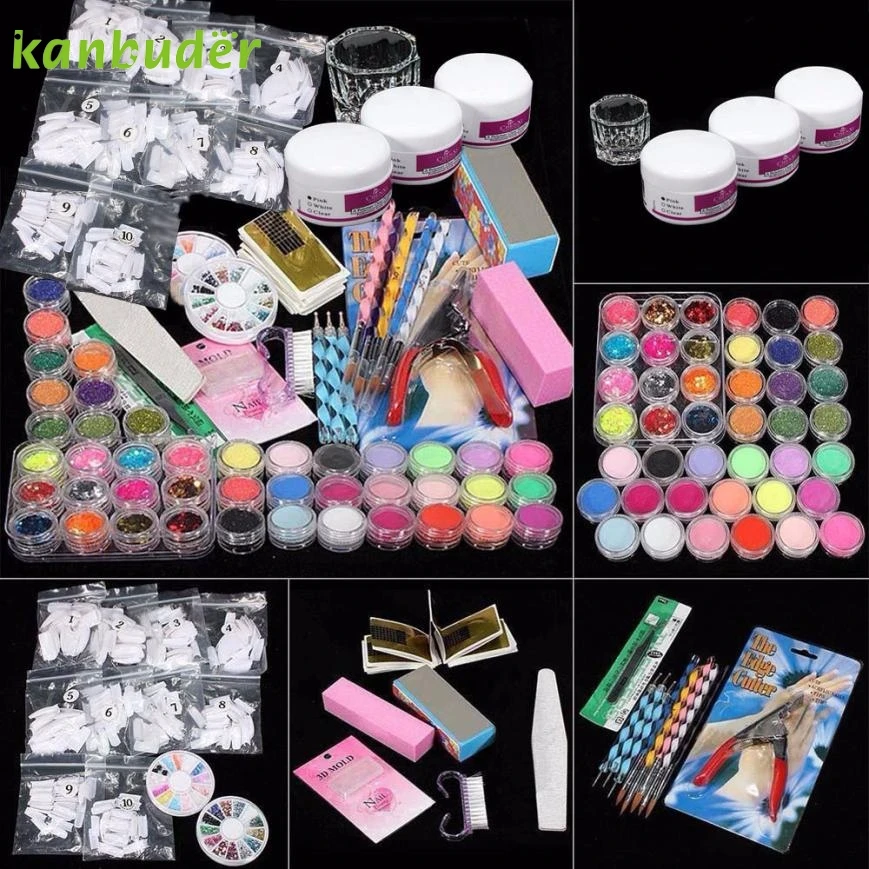 

Nail Art Deco Tips Set 37 in 1 Professional Manicure Set Acrylic Glitter Powder French Nail Art Decor Tips Set Freeshipping Hot