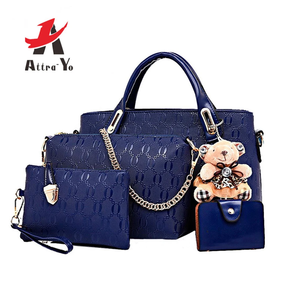 

ATTRA-YO 4pcs/Set Women Bag Ladies Hand Bags Luxury Handbags Women Bags Designer Bags For Women 2019 Handbag PU Composite Bag