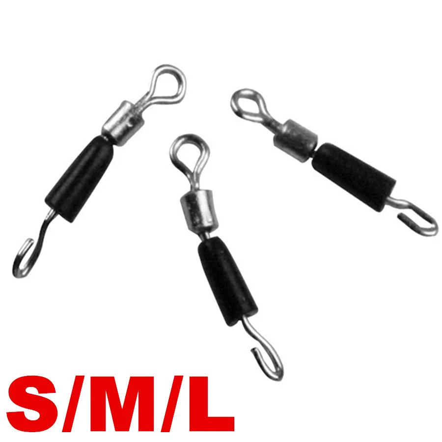 100Pcs*Tippet Line Connector Fishing Rolling Swivel with Safty Snap