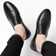 ARUONET/Черная мужская обувь; лоферы из натуральной кожи без застежки; Мягкие Мокасины; Мужская обувь в деловом стиле; Мужская обувь ручной работы на плоской подошве; Homme Chaussure