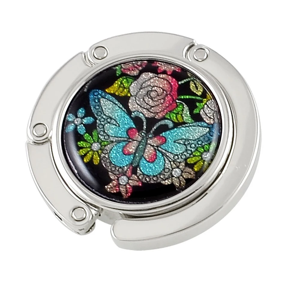 

Metal Round Shape Butterfly Pattern Foldable Handbag Hook Bag holder
