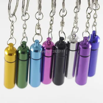 

Wholesale 1000 Pcs Waterproof Aluminum Pill Box Case Container Bottle Cache Drug Holder Keychain Promotional Gifts-DHL Free Ship