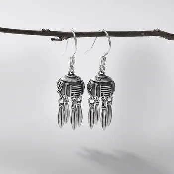 

Pure Silver Restoration Literature and Art Changle Weiyang Ring Wind Bell Baitao Individual Female Earrings Earrings