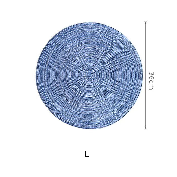 1 шт. в японском стиле, плетеная круглая чашка, кружка, миска, коврик, обеденная тарелка, посуда, Сервировочная подставка, нескользящая салфетка - Цвет: Blue L
