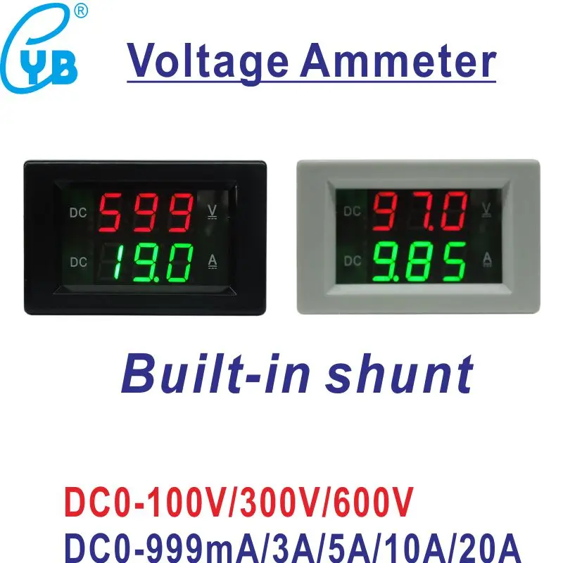 Светодиодный цифровой вольтметр Амперметр постоянного тока 0-100 в 300 в 600 В постоянного тока измеритель напряжения постоянного тока 0-999mA 3A 5A 10A 20A амперметр