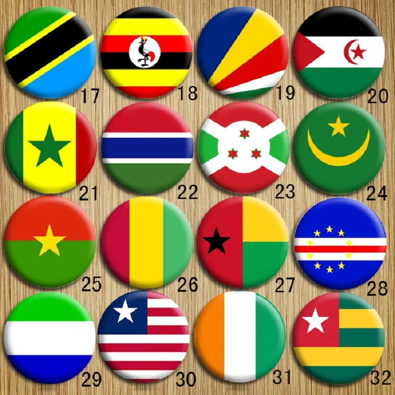 

The Personalized Gifts Africa National Flag Badge of Tanzania,Uganda,Liberia,Burundi,Cote d'Ivoire Tinplate Brooches Party Favor