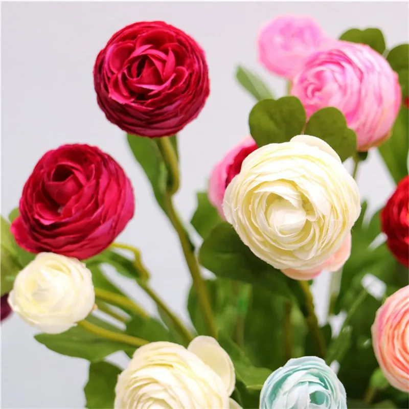 Искусственные короткие стебли Ranunculus длиной 14 96 дюйма 10 шт. имитация Melaleuca Роза для
