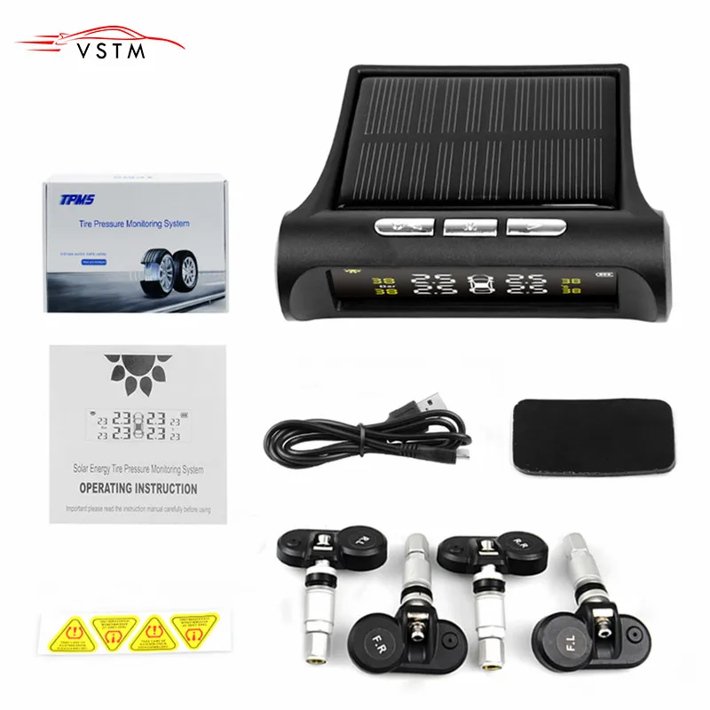 

Car TPMS Tyre Pressure Monitoring System Solar Power Digital LCD Display Auto Security Alarm Systems Tyre Pressure