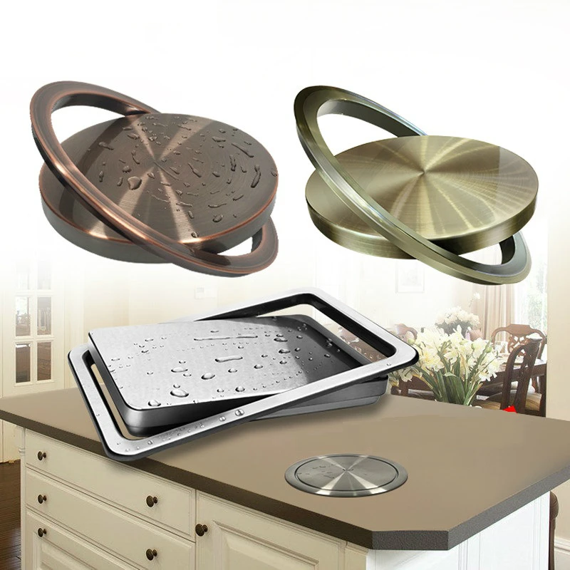 

Stainless Steel Flush Recessed Built-in Balance Flap Lid Cover Trash Bin Garbage Can Kitchen Counter Top
