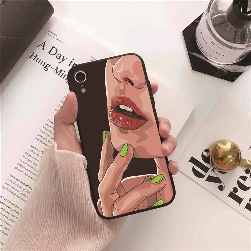 Sexy Girl red Lips black silicone