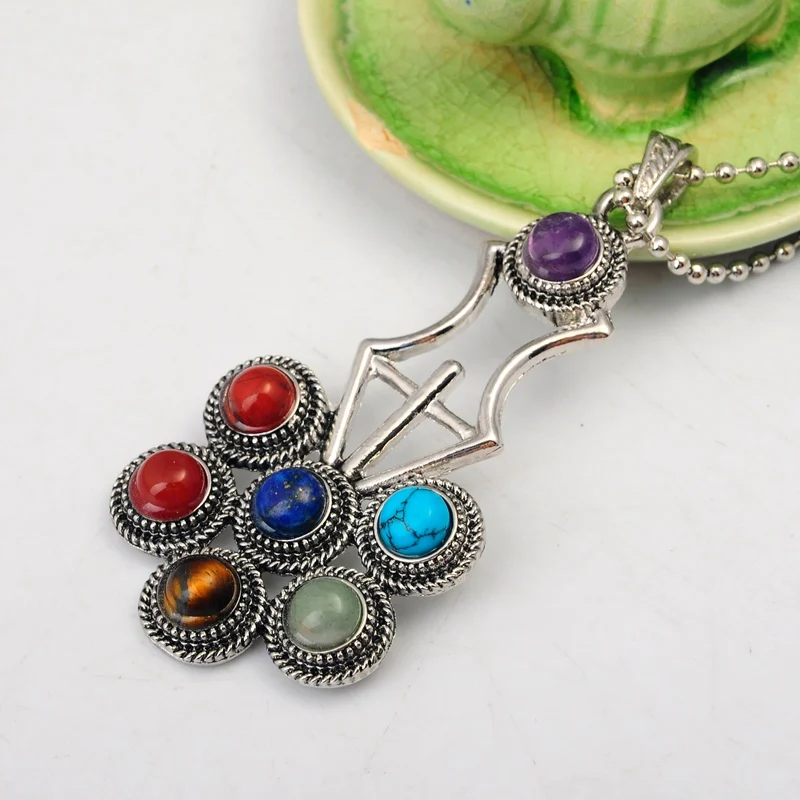 New Arrival Flower of Life Pendant 7 Chakra Stone Yoga Symbol Reiki Health Amulet Natural Necklace|Подвески| |