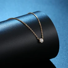 Классический дизайн одиночное 5А циркониевое золотое ожерелье 925 Серебро кулон ожерелье Подходит для свадебного подарка 5 см Удлиняющая цепь