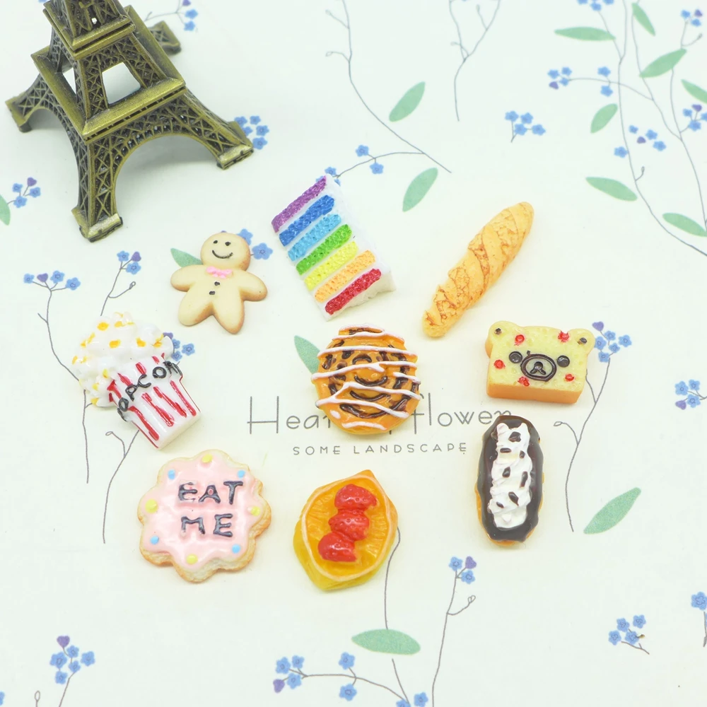

Kawaii Cake Popcorn Sets Flatback Resin Cabochon Craft For diy hair accessories mobile phone case Decoration Scrapbooking