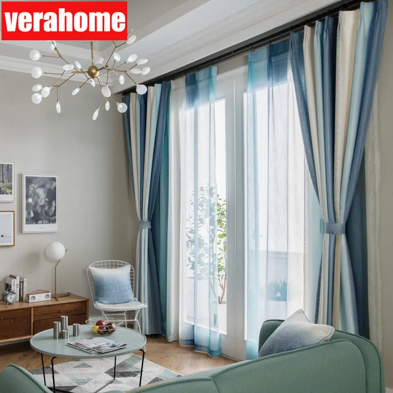 

colorful vertical stripes blackout curtains sheer tulle window for living room bedroom kitchen mediterranean home decoration