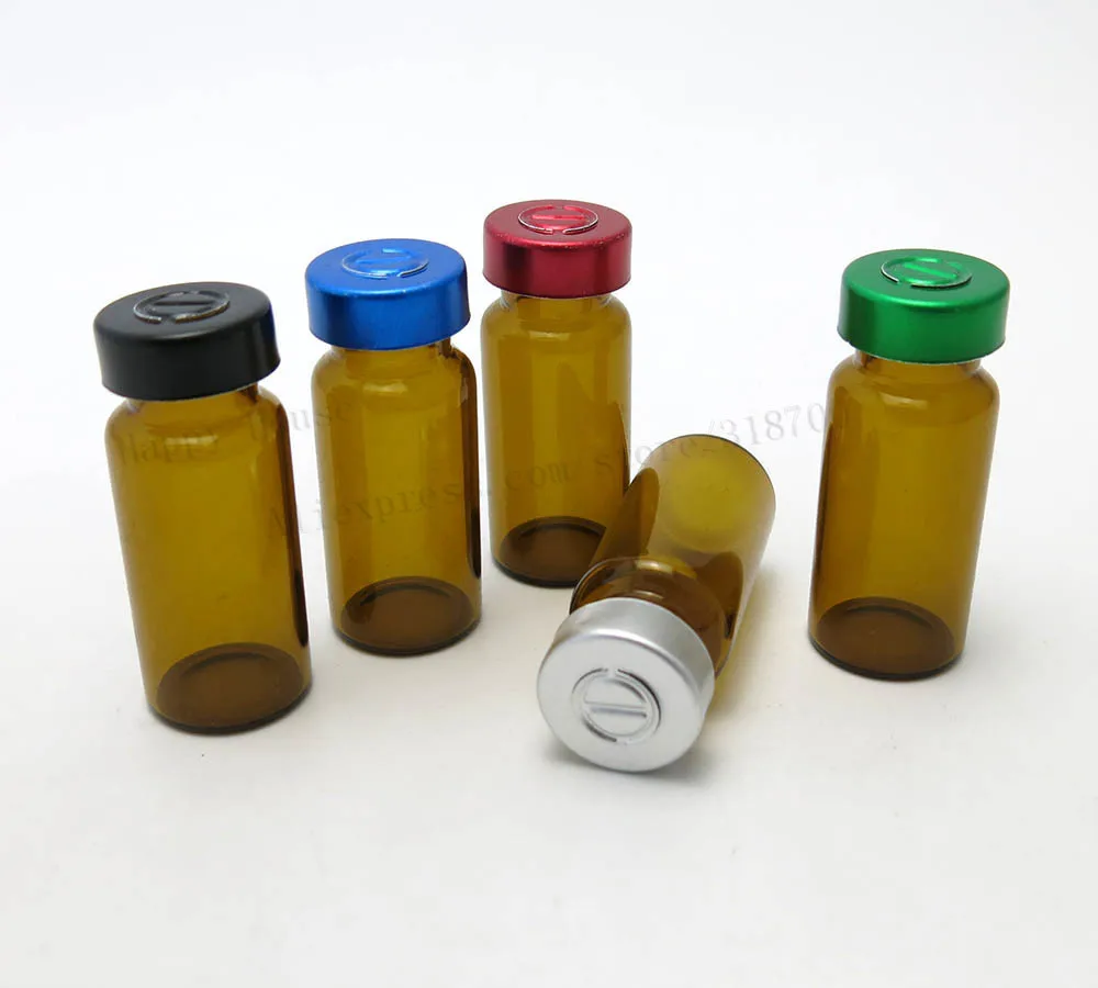 360x10ml amber perfume essence glass bottle with aluminum colorful filp off lid 10cc pharmaceutica sample vials 2