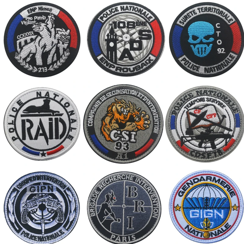 

French Patch Series Embroidery Patch Embroidered Patches Military Tactical Shoulder Armband Fabric Stickers Clothing Accessories