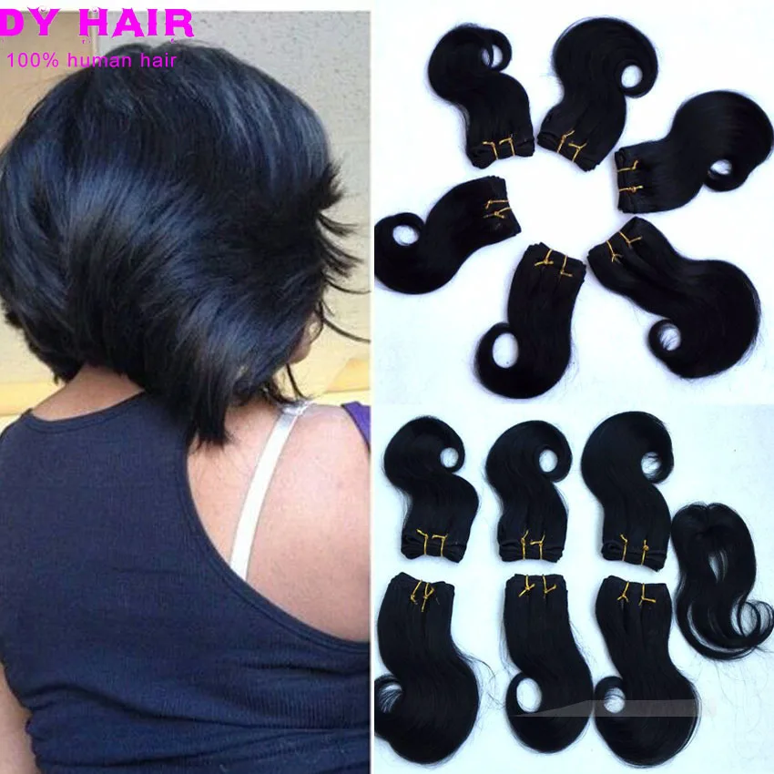 Natural Black Short Virgin Body Wave With Closure Queen Products