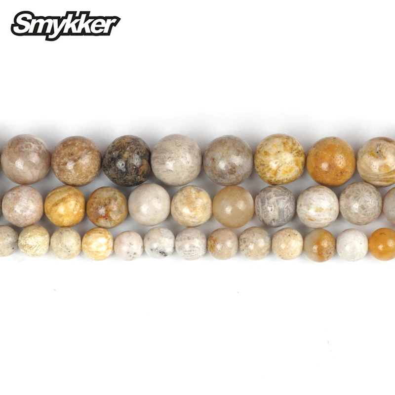 

Natural Chrysanthemum Stone Beads Coral Fossils Stone Round Loose Beads Gemstone 6 8 10mm for Rosary Bracelet Accessories Making