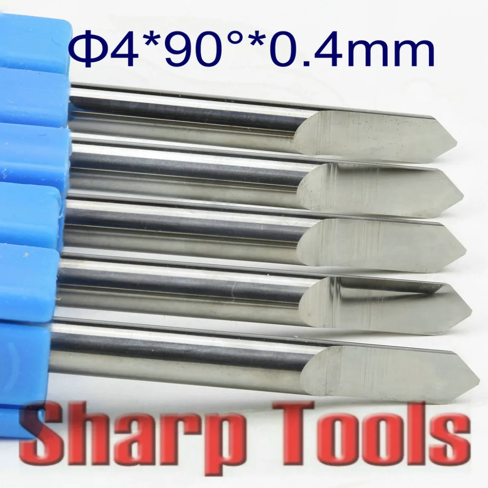 

90 Degree 4x 0.4mm Flat Bottom Engrave Tool End Milling Cutter Tungsten Carbide Router Bits V PCB CNC Cutter for Milling Metal