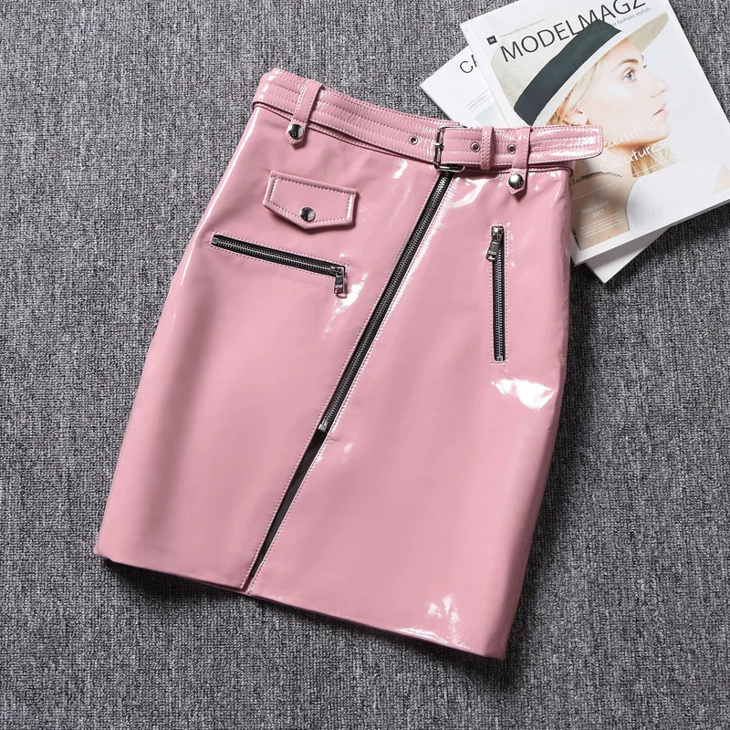 

2019 new autumn and winter office lady plus size brand empire Genuine Leather sexy skirts for female women girls clothing 79204