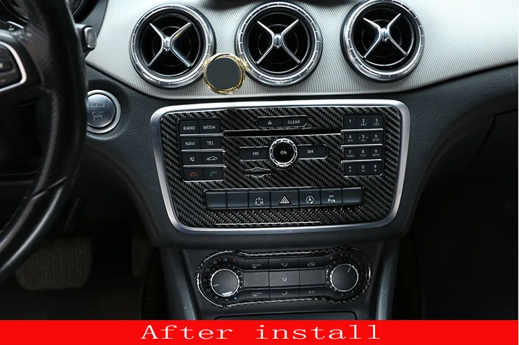 Реальные углеродного волокна автомобиля центральной консоли CD украшения Стикеры для Mercedes Benz GLA CLA класс W176 C117 X156-18 принадлежностей