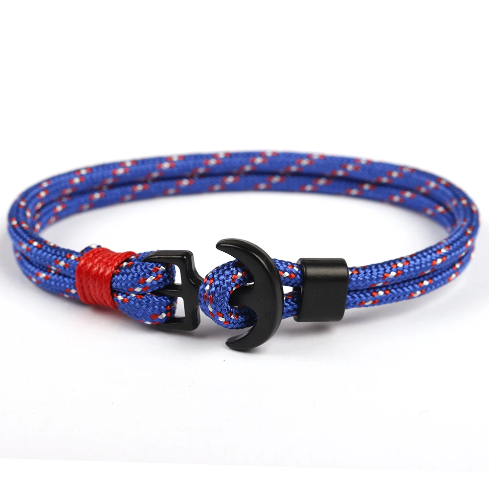 

2018 New Fashion Black Anchor Bracelets Men and Woman Charm Chain 550 Paracord Bracelet Jewelry Male Wrap Hook Bracelet