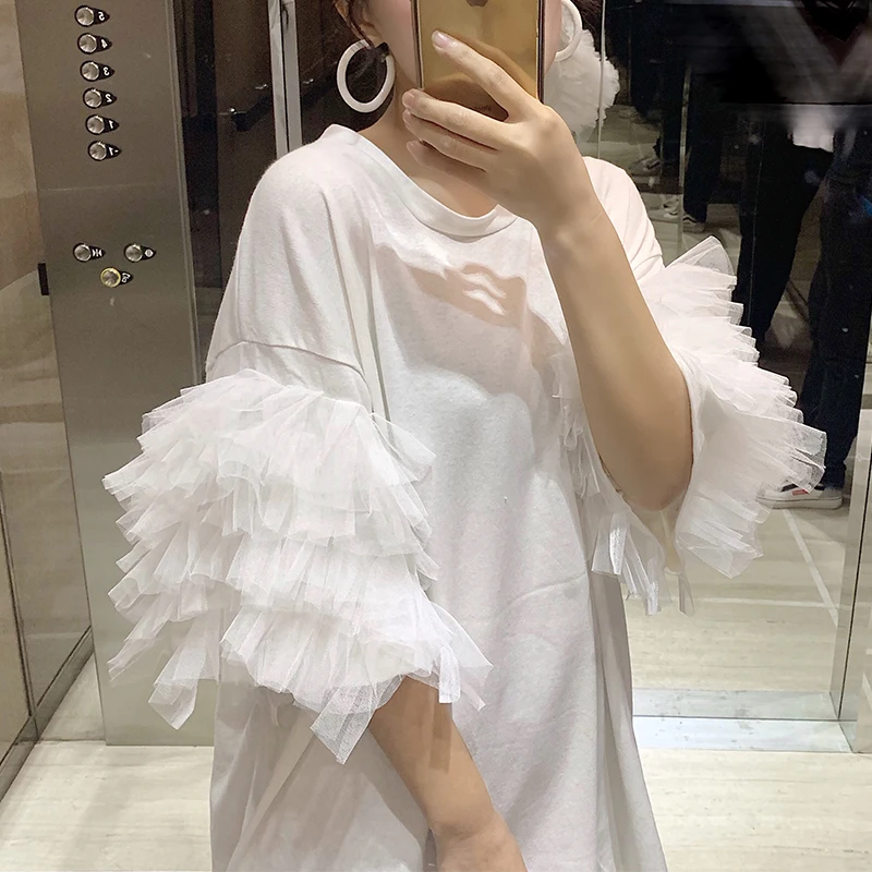 Женская футболка с коротким рукавом CHEERART летняя большого размера сетчатый топ из