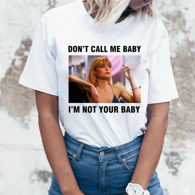 Футболка с принтом Don't not call me baby женская летняя одежда футболка коротким