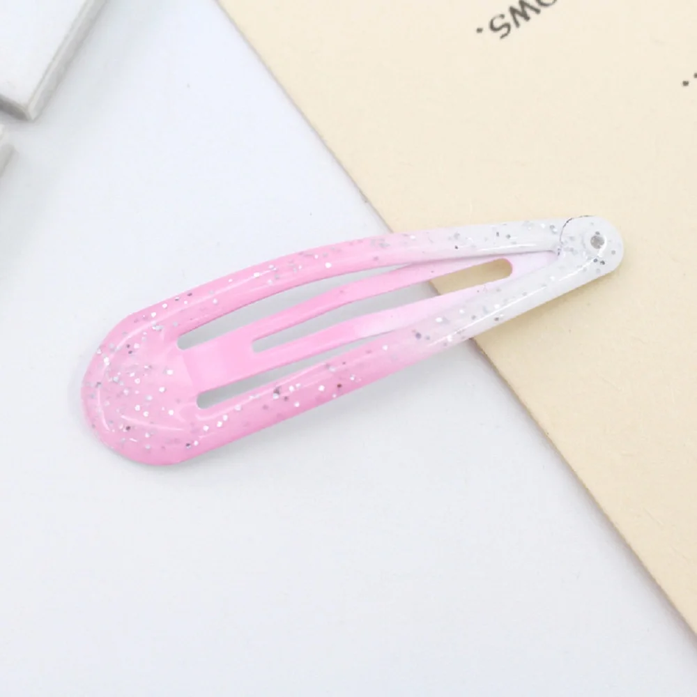1 PC Glitter Gradient Color Girls Baby Hairpins Hair Clips Kid Barrettes Bobby Pins Headwear Children Accessories Baby BB Clips - Color: Pink