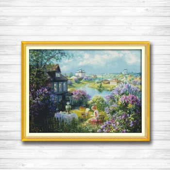 

Town of autumn scenery diy painting dmc 14CT 11CT counted cross stitch Needlework Set Embroidery kits chinese cross stitch