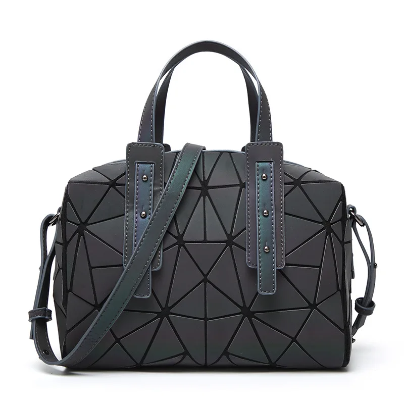 Matte Women Laser Geometry Bag Sequins Mirror Saser Plaid Folding Shoulder Bags Luminous Handbag Diamond Casual Tote | Багаж и сумки